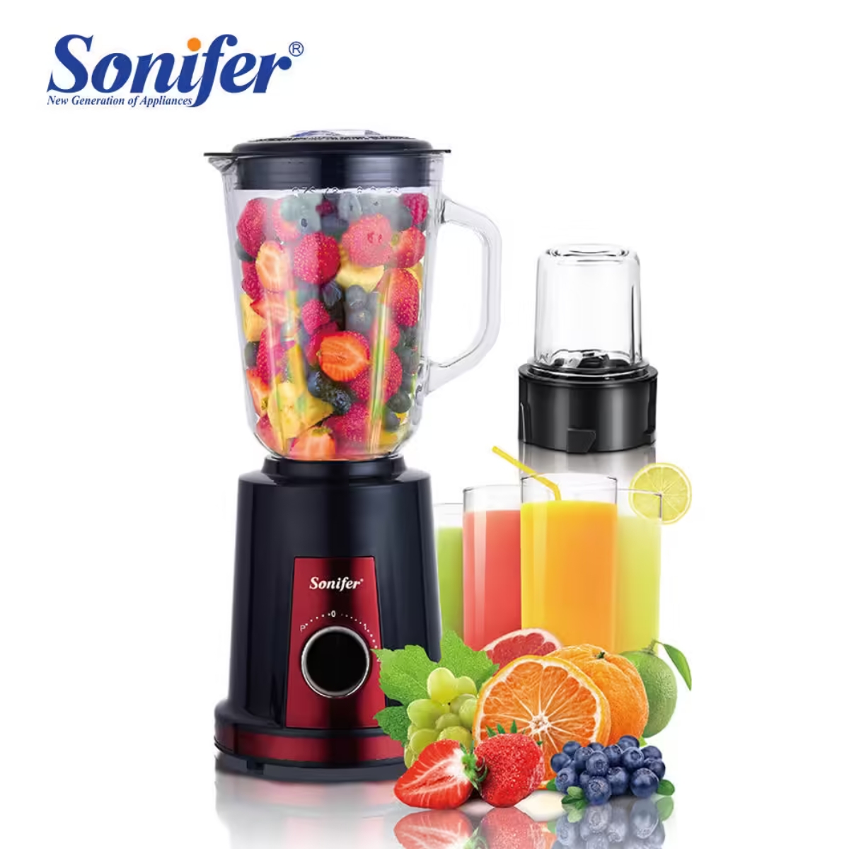 خلاط كهربائي 2-في-1 Sonifer SF-8041 — سعة ‎1.5 لتر تقريبًا / قدرة ‎≈ 350 واط