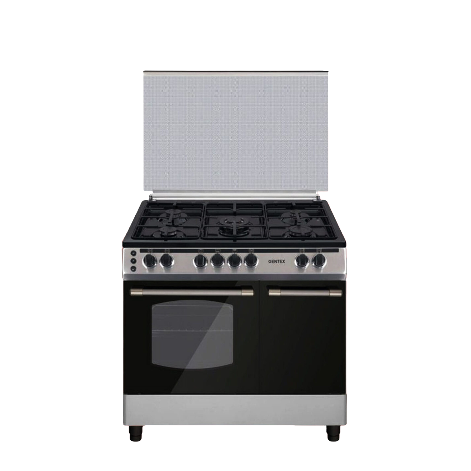 فرن غاز جنتكس 60×90 GX503-C-S – 5 رؤوس نحاسية – جرة داخلية – سيلفر (ترس أسود)