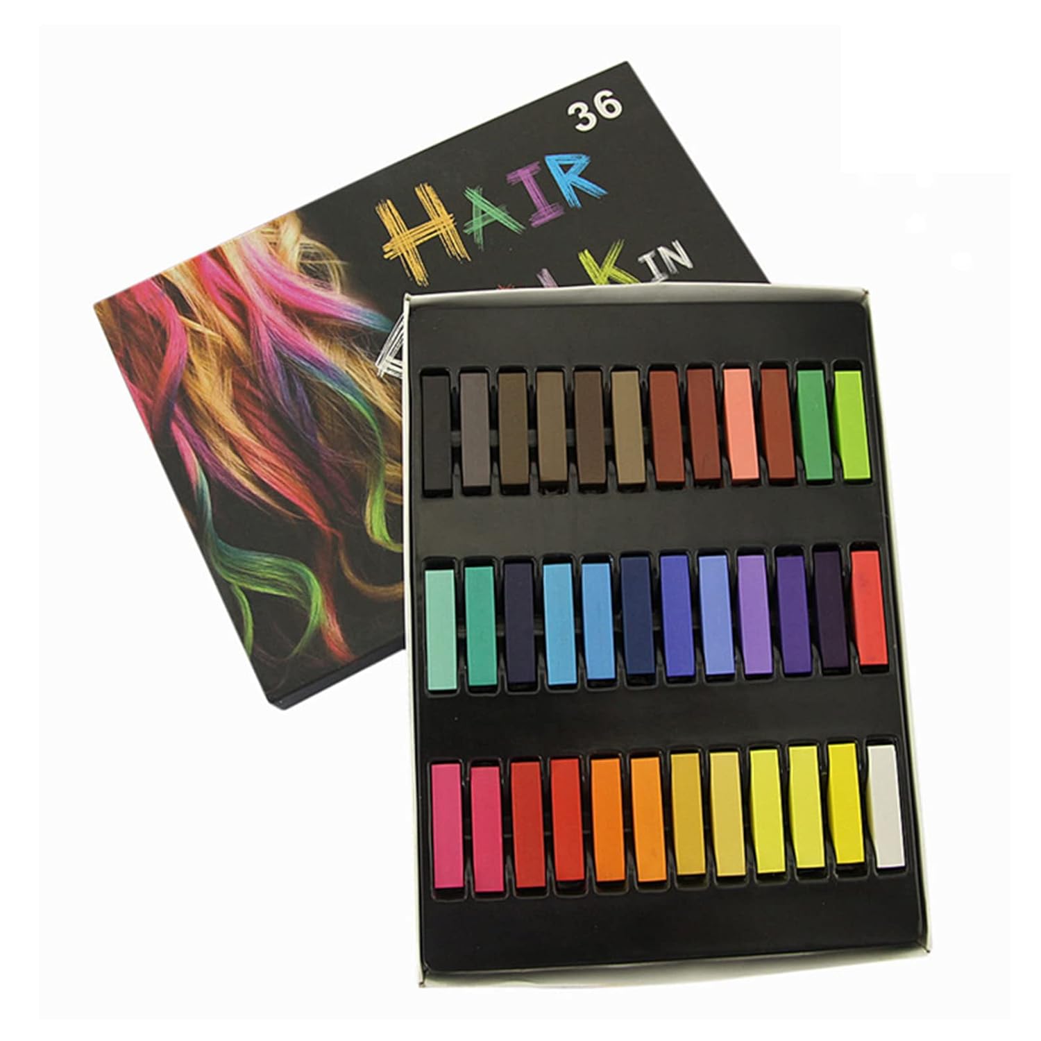 طباشير تلوين الشعر المؤقت 36 لون – Washable Hair Chalk – آمن وسهل الغسل