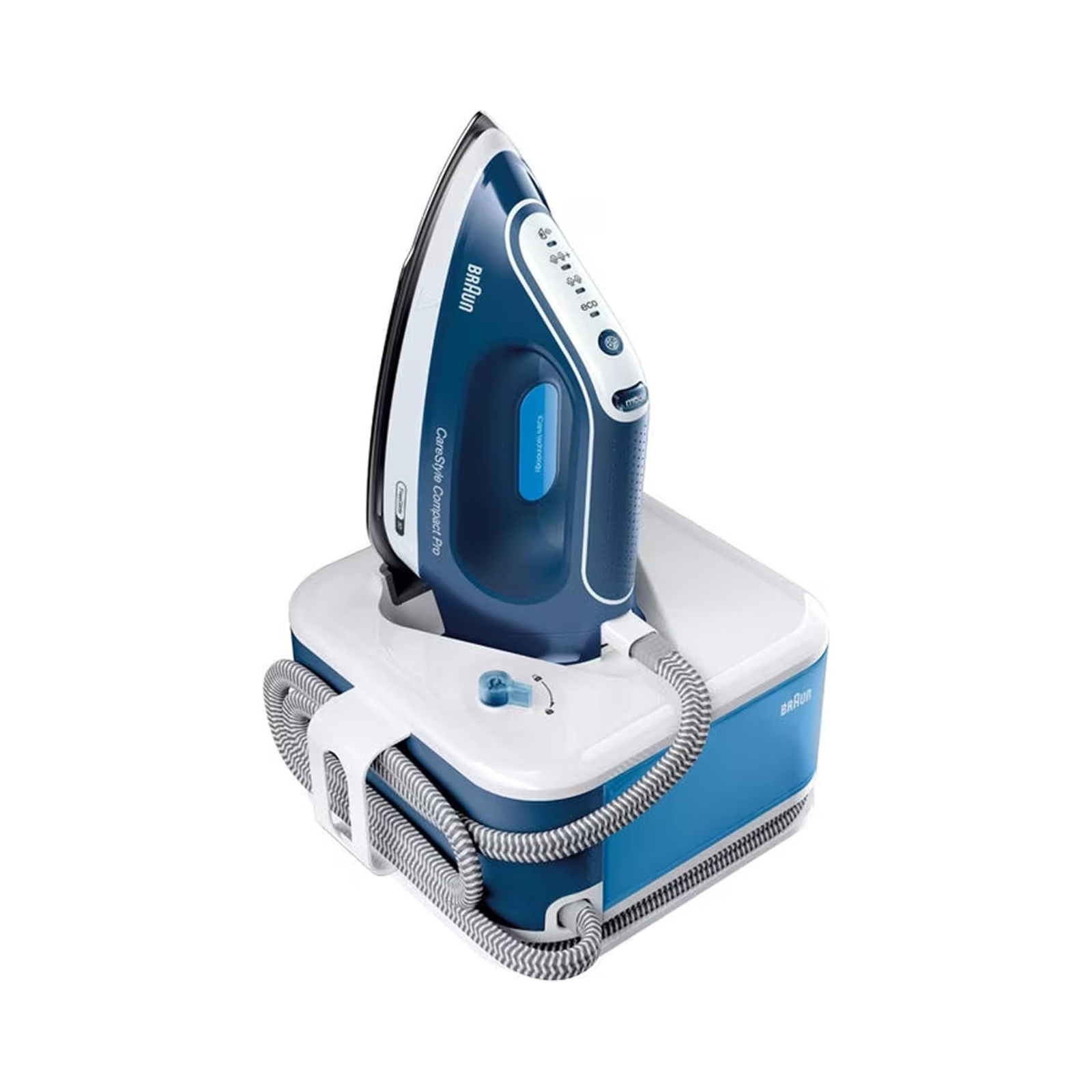 مكواية مع قاعدة براون Braun - استطاعة 2400 واط - ضغط 6.5 بار - أرضية اليكسوبال - ضغط بخار 430 غ/دقيقة - امكانية توفير الطاقة 25 % - ميزة تعقيم تقضي على 99.99 % من الجراثيم و البكتيريا | IS2565BL