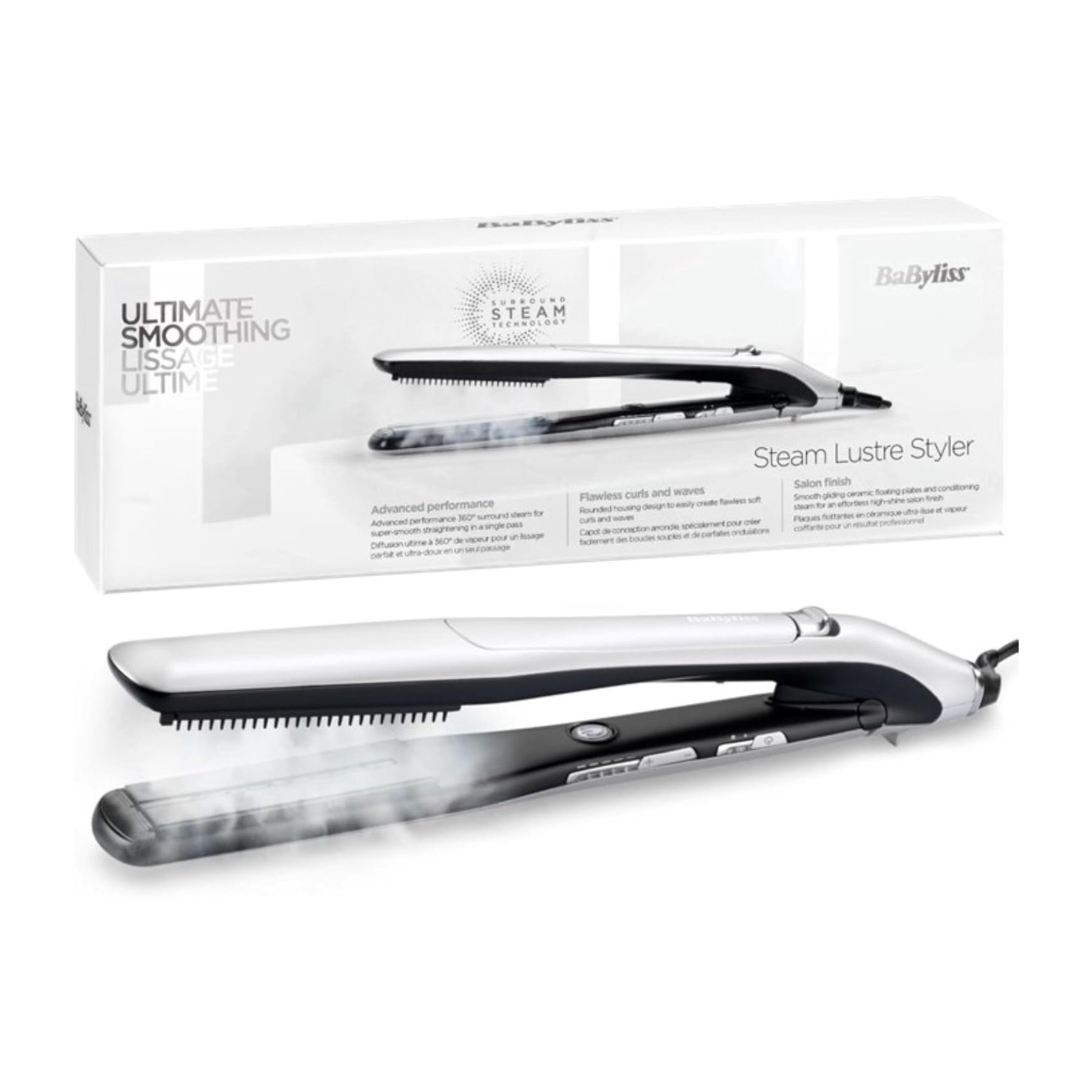 مكواة فرد الشعر الاحترافية BaByliss بالبخار – تقنية Titanium Ceramic مع حرارة حتى 230°C