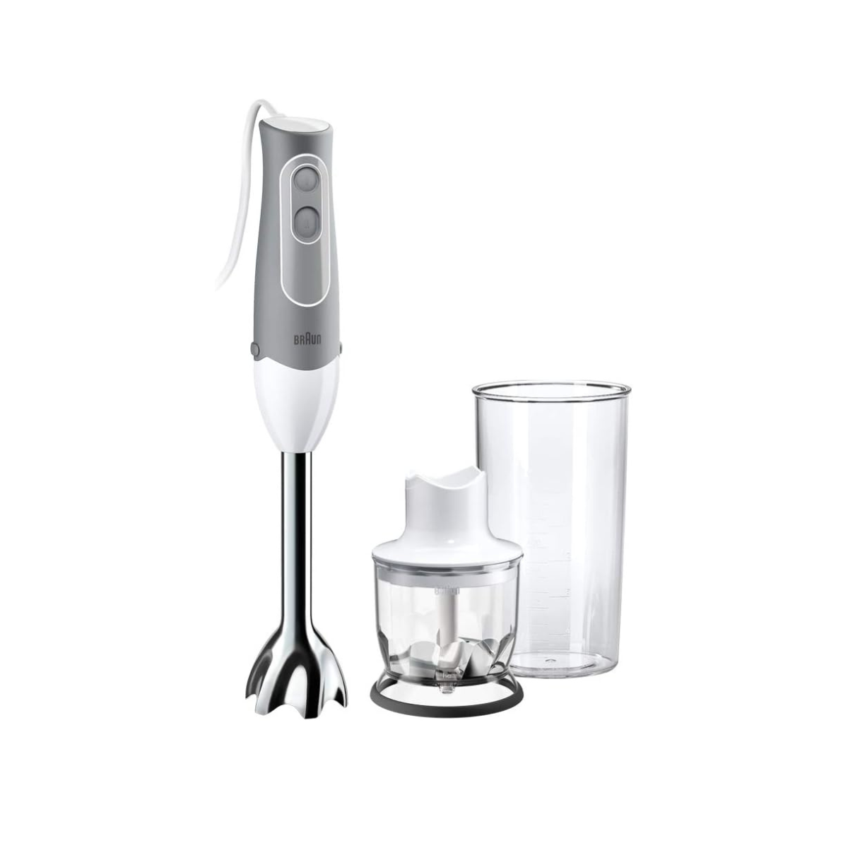 خلاط يدوي Braun MultiQuick MQ520 Minipimer – 600 واط – 2 سرعات – رأس خلط معدني – فرامة 350 مل – كأس خفق 600 مل