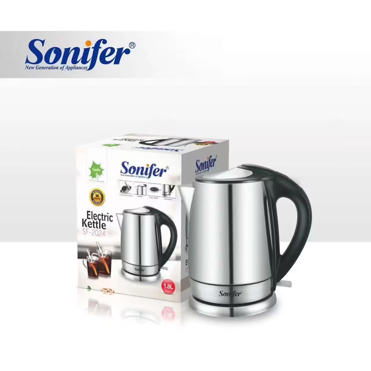 غلاية كهربائية Sonifer SF-2024 — سعة 1.8 لتر / تسخين 360° / ستانلس ستيل