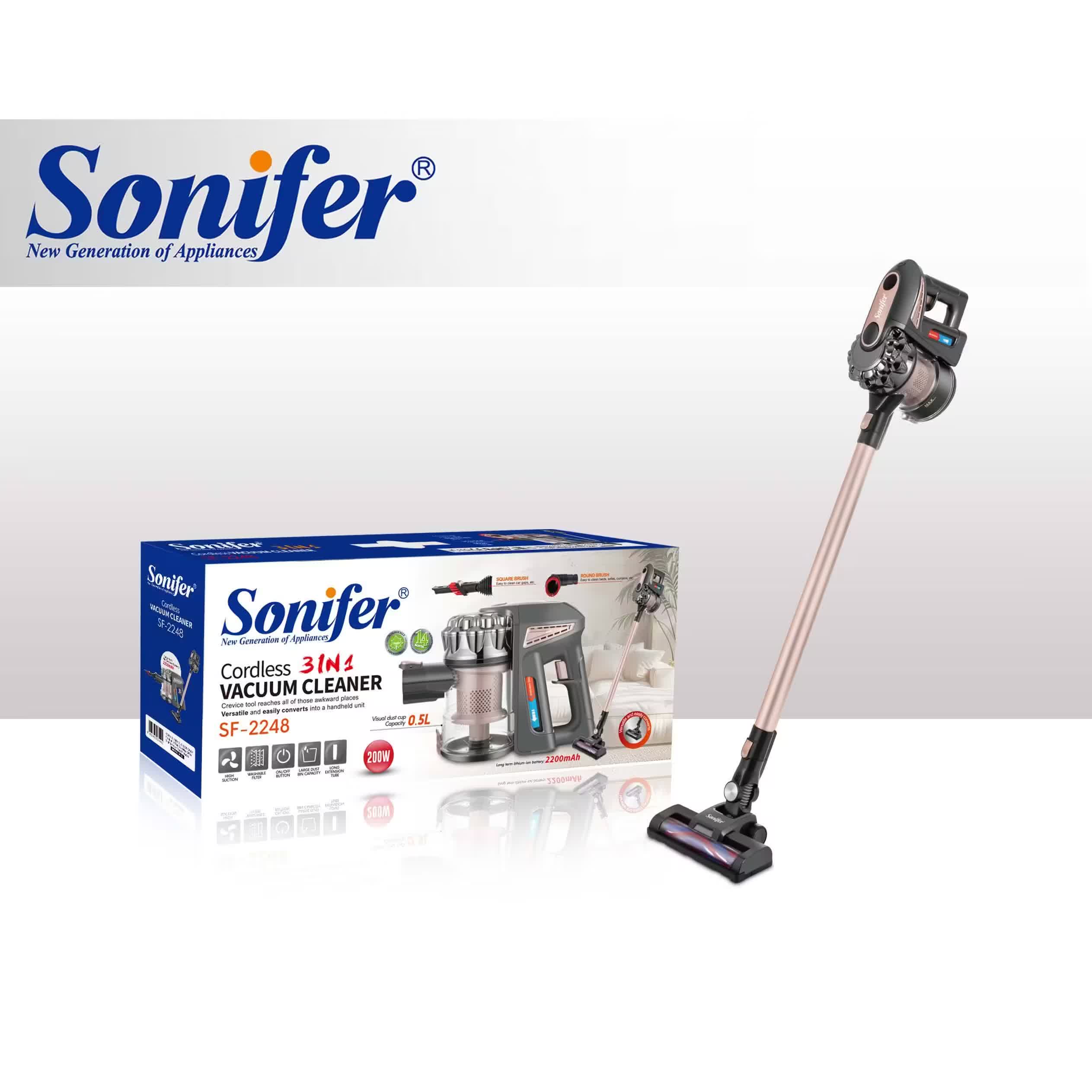 مكنسة كهربائية محمولة متعددة الاستخدامات Sonifer SF-2248 — قدرة 200 واط / لاسلكية (Cordless) / 3-في-1