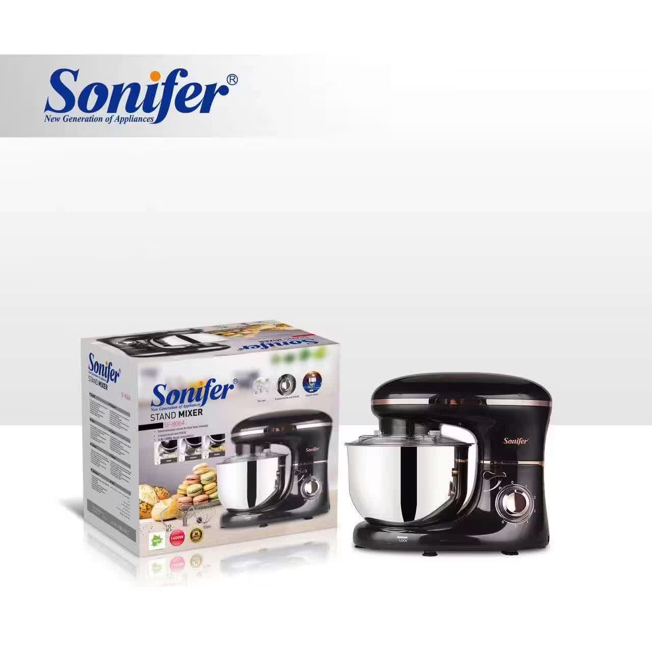 خلاط طاولة كهربائي Sonifer SF-8064 — سعة 5.5 لتر / قدرة 1400 واط / تحكّم بـ6 سرعات
