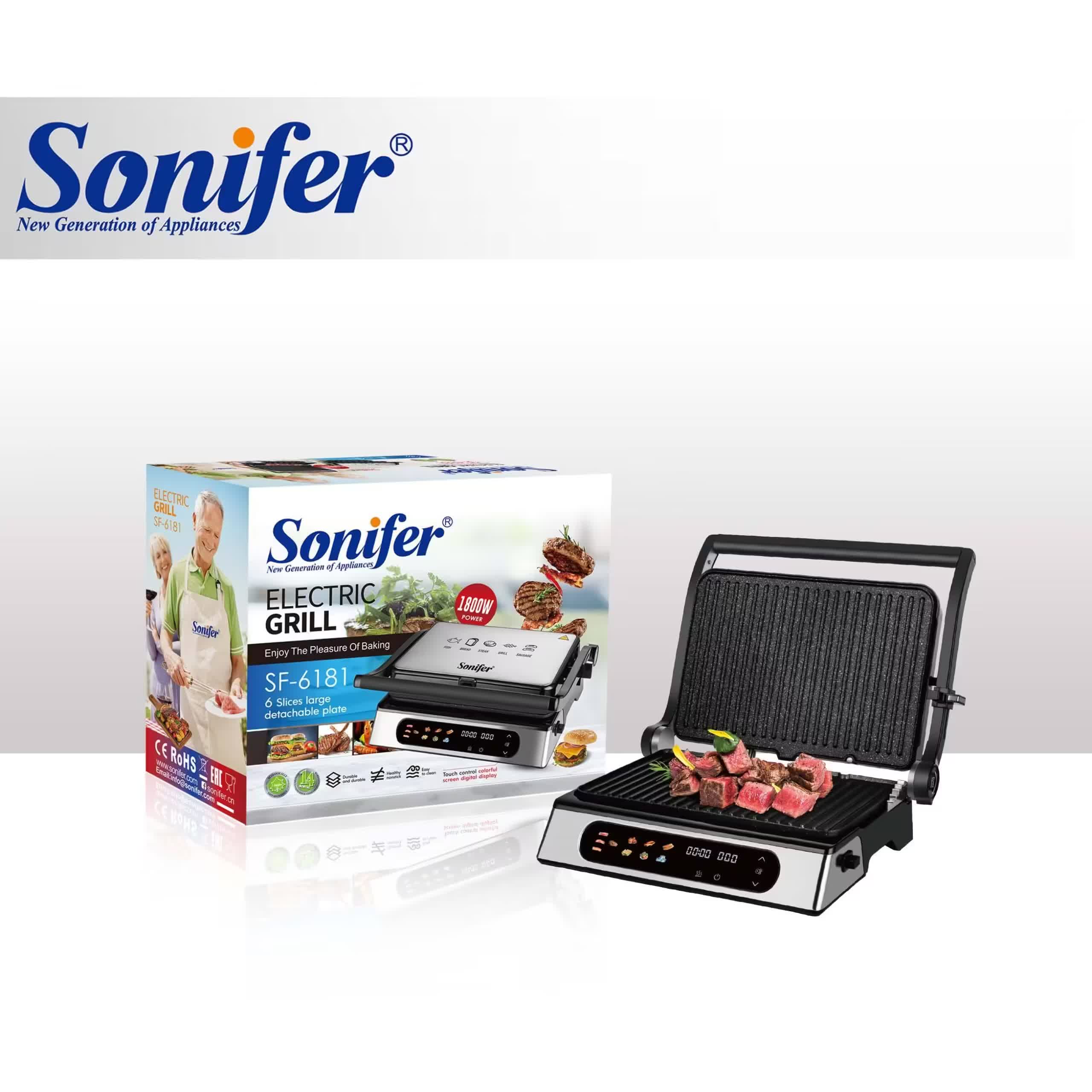 مشواة كهربائية Sonifer SF-6181 — قدرة 1800 واط / هيكل من ستانلس ستيل / مناسبة لـ 6 شرائح تقريبًا