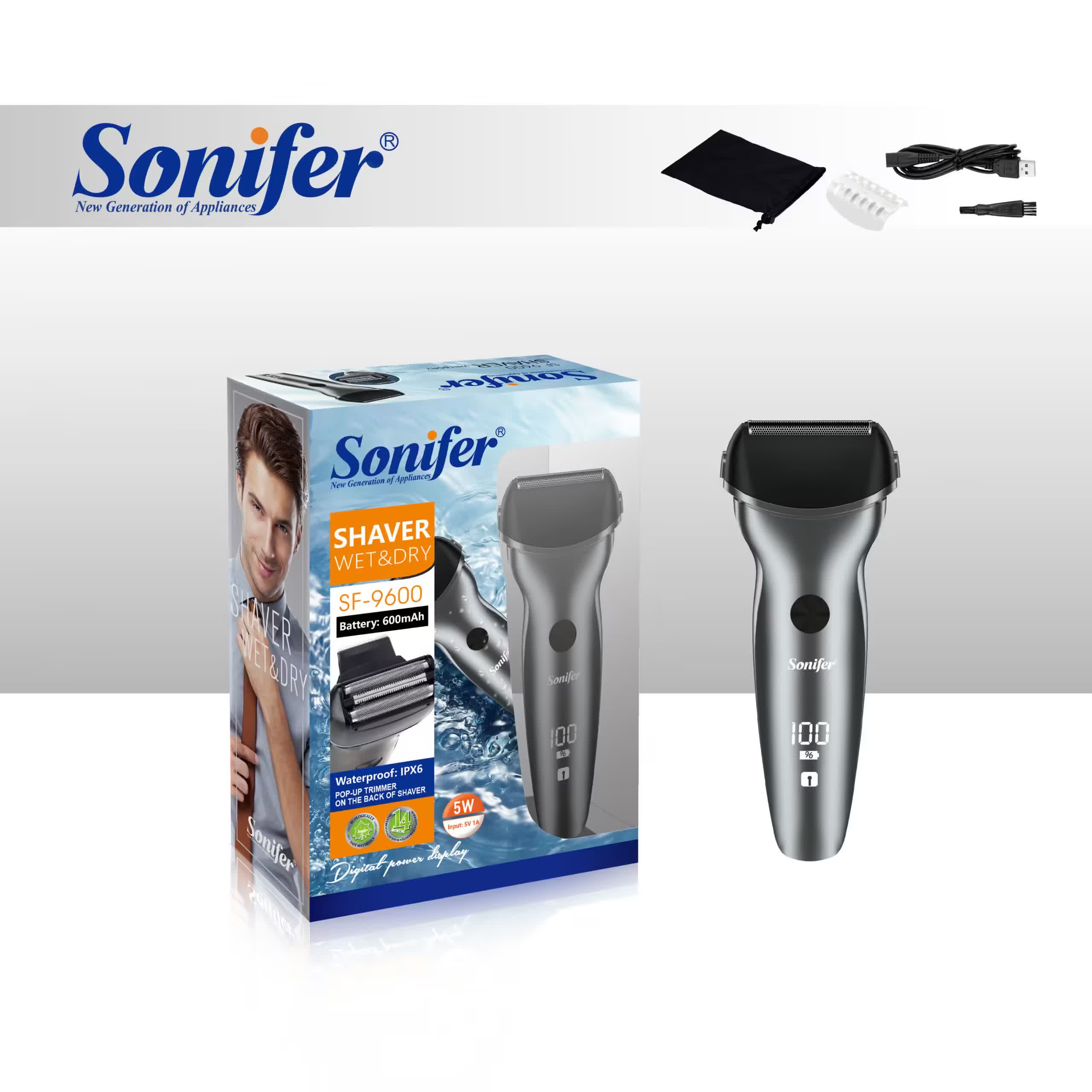 ماكينة حلاقة جيب سونيفر SF-9600 (محمولة مقاومة للماء ـ استعمال جاف ورطب)