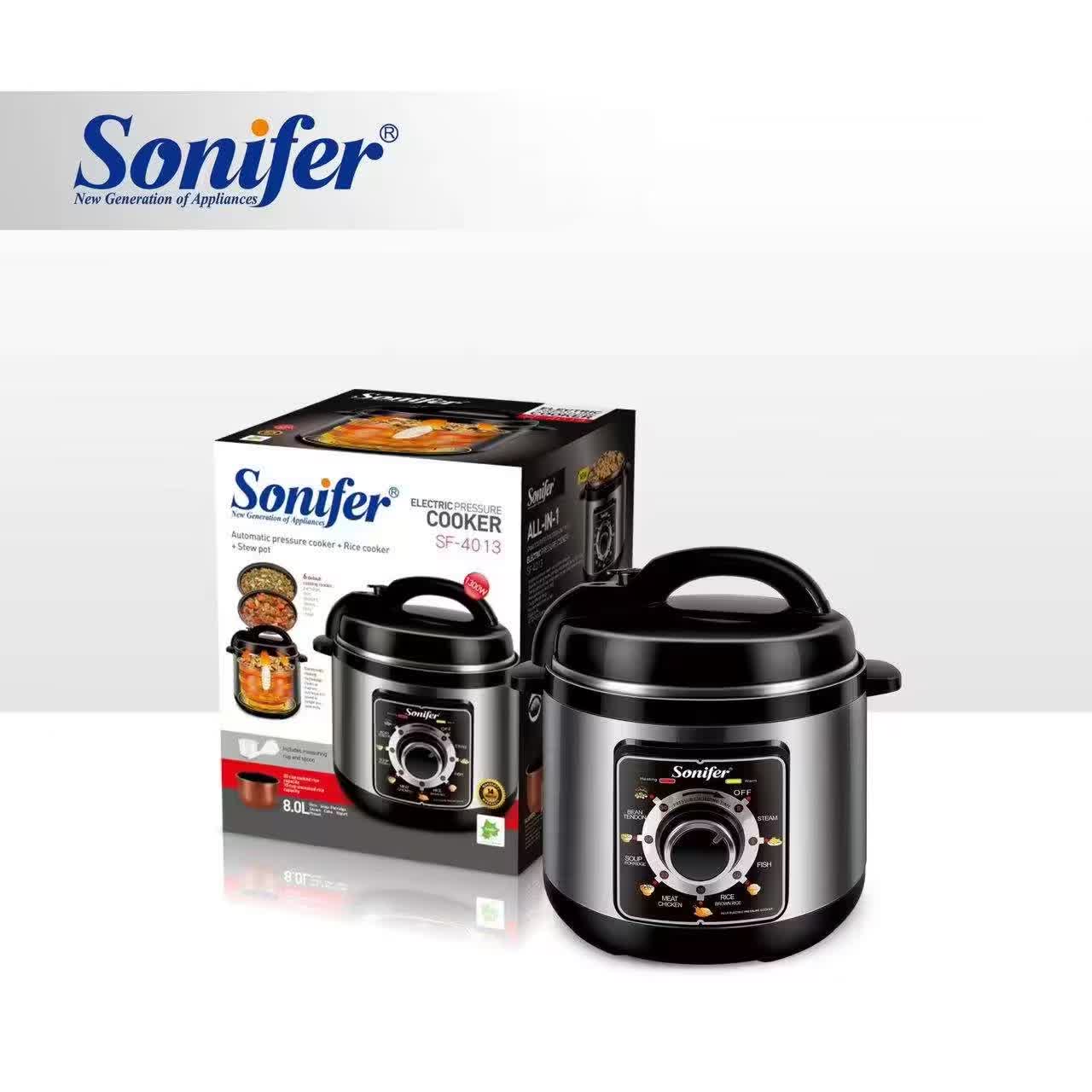 طباخة ضغط كهربائية Sonifer SF-4013 — سعة 8 لتر / تصميم ستانلس ستيل / تحكّم توقيت تلقائي