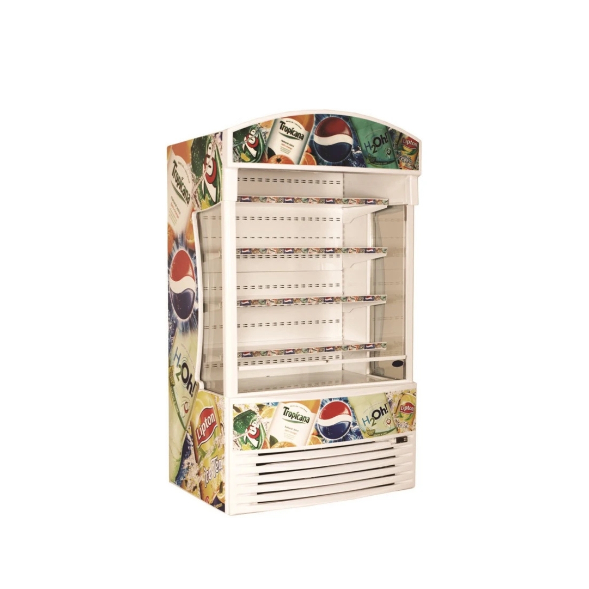 VBO4107 براد واجهة مفتوح 1300 لتر – تبريد هواء احترافي Air Curtain – ضاغط مداري Tropical – شاشة رقمية – إضاءة LED – 4 رفوف عرض تجاري