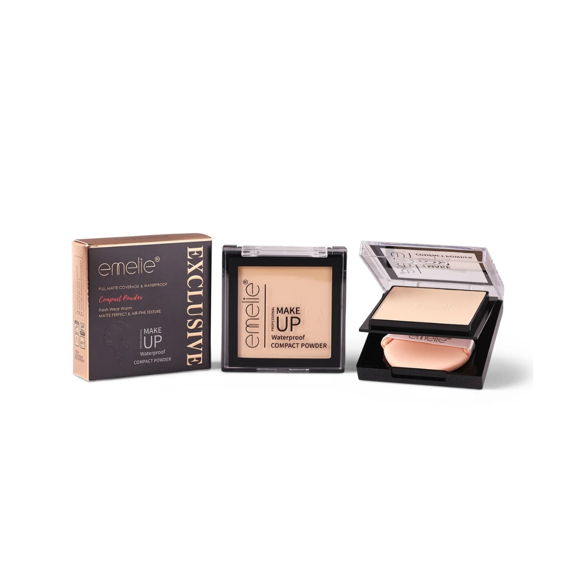 بودرة مضغوطة Emelie Compact Powder – تثبيت المكياج – لمسة مطفية – تنعيم البشرة – خفيفة