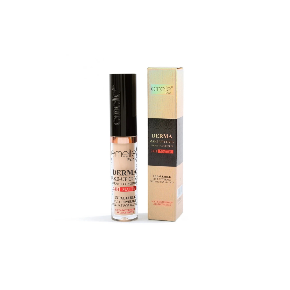 كونسيلر Emelie Derma Cover Perfect – تغطية عالية – إخفاء الهالات والعيوب – ثابت – قوام خفيف