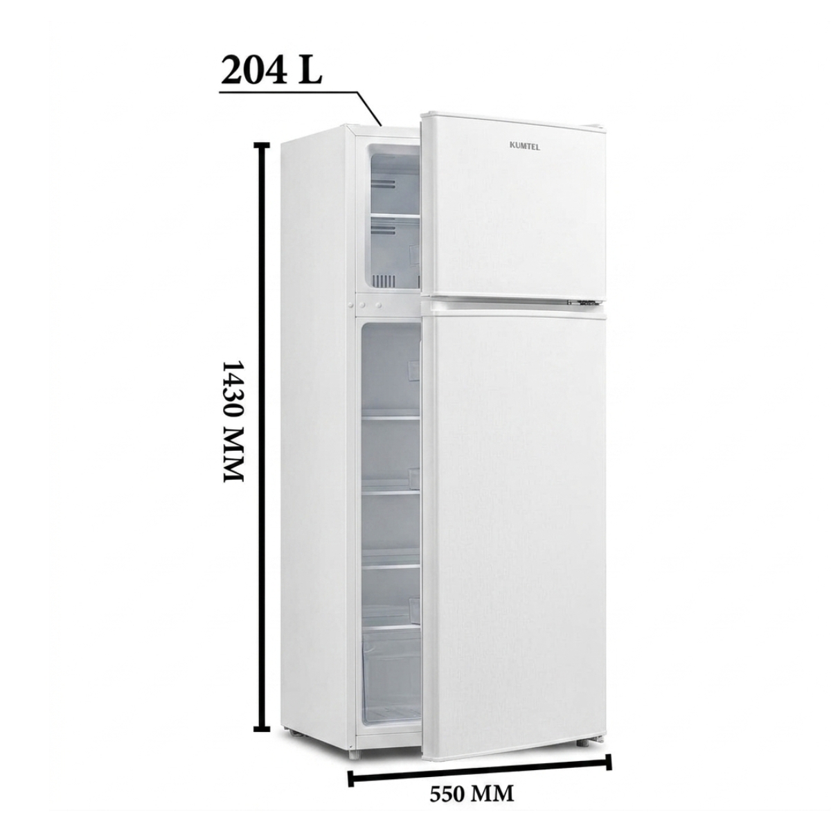براد كوميتال 204 ليتر – تبريد ثلج – غاز R600a – موفر للطاقة – أبيض