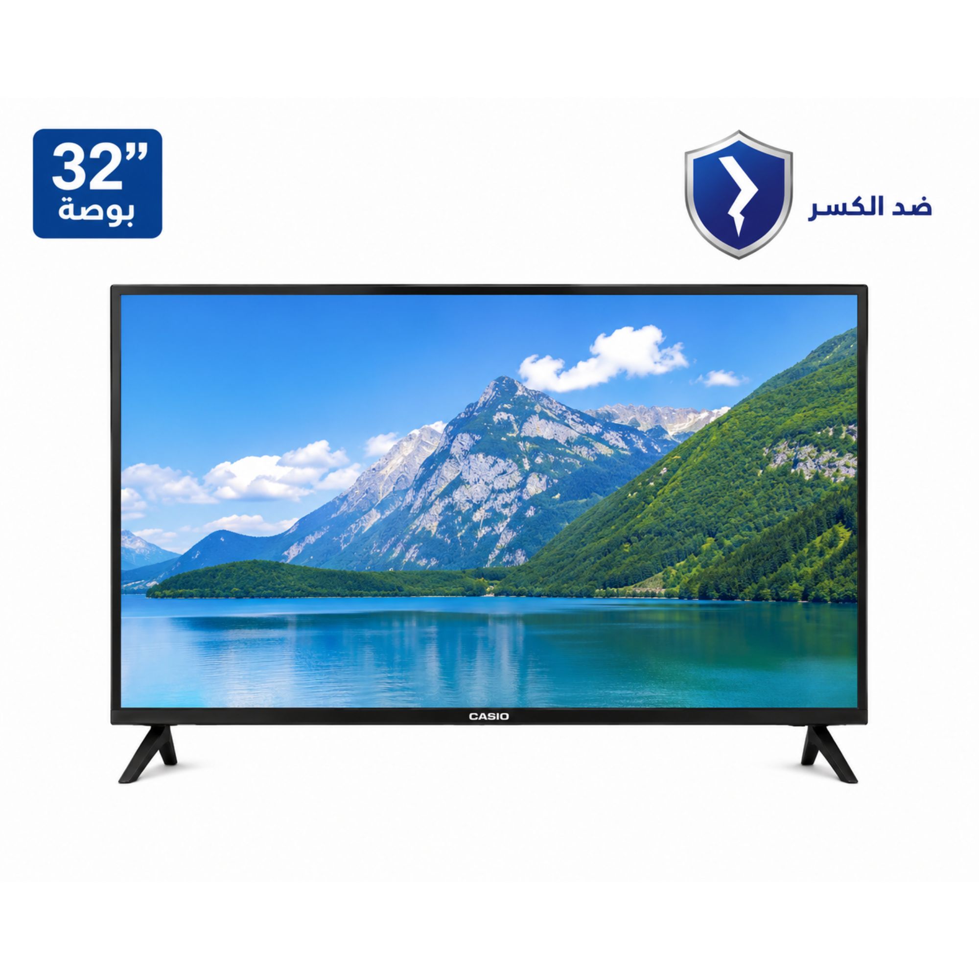 شاشة كاسيو 32 بوصة سمارت بدون إطار CAS32SGL – HD – Android TV 14 – شاشة مقاومة للكسر – ذاكرة 8GB – رام 1GB – نظام صوت محيطي – لون أسود